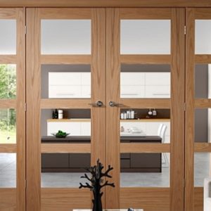 Easi-Frame with Oak Shaker 4 Panel (CLEAR GLASS) Doors and Side Panels - XL